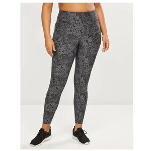 Livi Active Black & Gray Floral Lace 7/8 Leggings